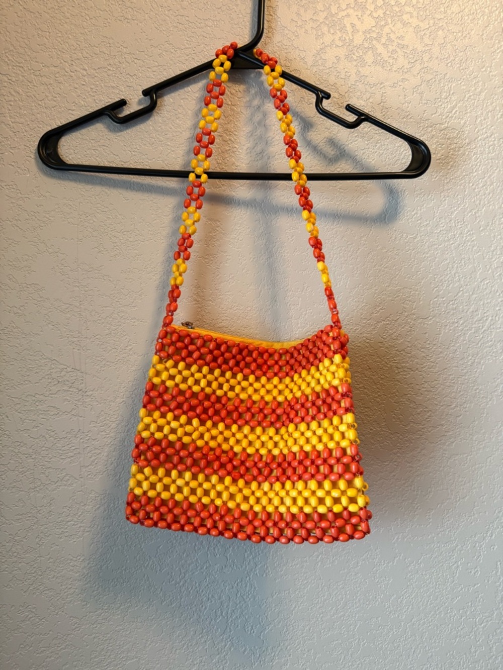 Forever 21 Orangish Red Yellow Beaded Shoulder Bag Y2K Retro Statement Purse